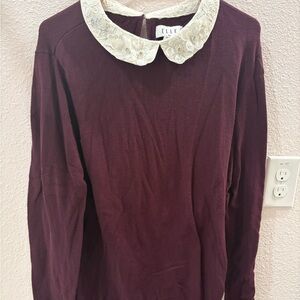 Elle Women's Plum Blouse with Ivory Collar